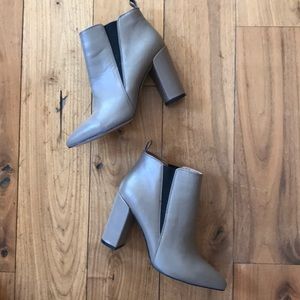 BCBG Gray Leather Booties
